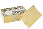 Coffret de 2 Tasses & Sous-tasses Rayées en Porcelaine Dorée & Blanche – 230 ml