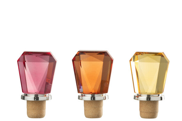 Bouchons Géométriques en Verre Jaune & Orange – Assortiment de 3