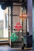 Lustre Chandelier Antique en Verre Marron