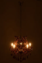 Lustre Chandelier Antique en Verre Marron