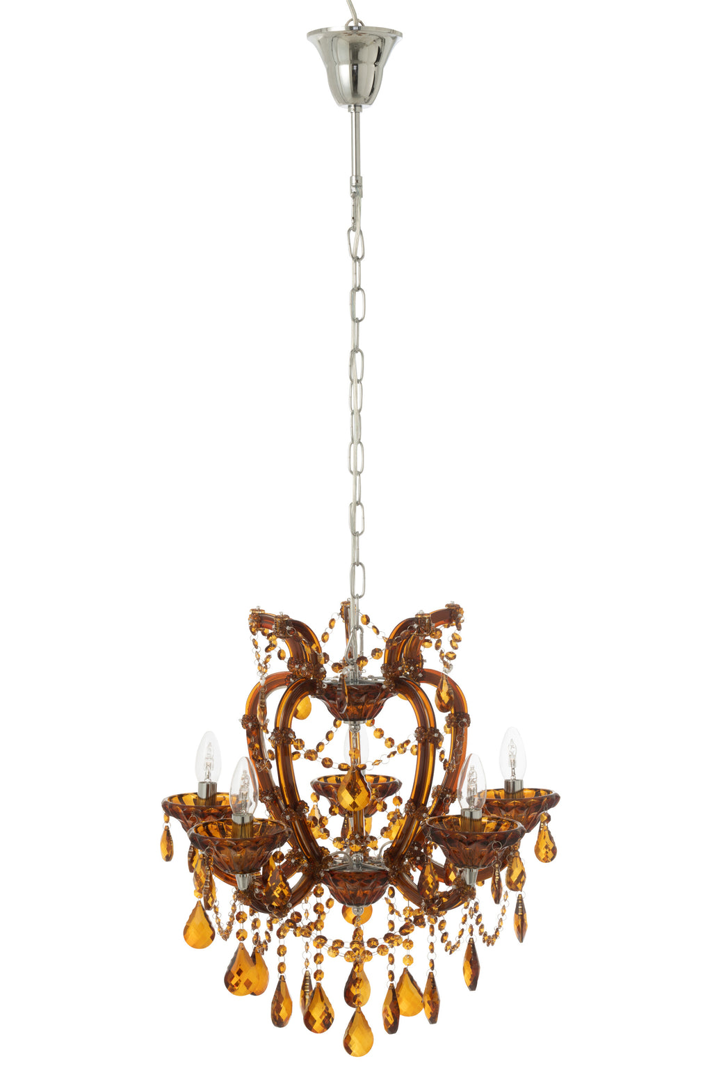 Lustre Chandelier Antique en Verre Marron