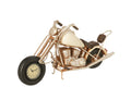 Moto Antique en Métal Blanc Cassé