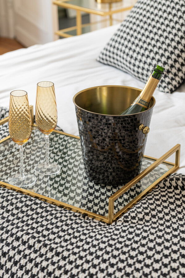 Seau à Glace Mosaïque en Acier Inoxydable Noir