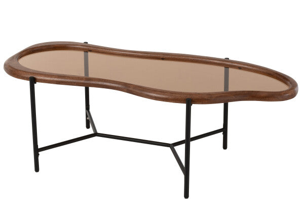 Table Basse Zig en Verre Multicolore – 118 x 48 cm