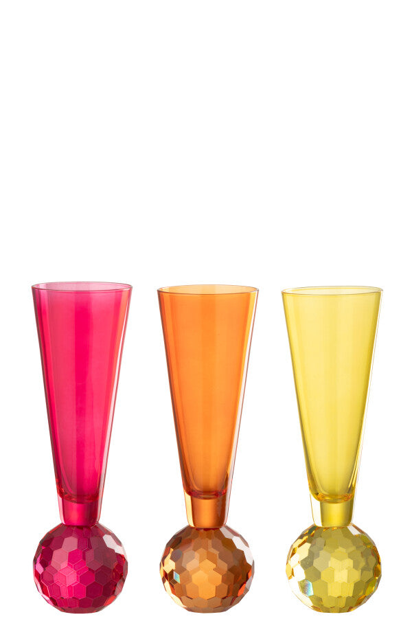 Verres à Champagne Balle en Verre Jaune & Orange – Assortiment de 3