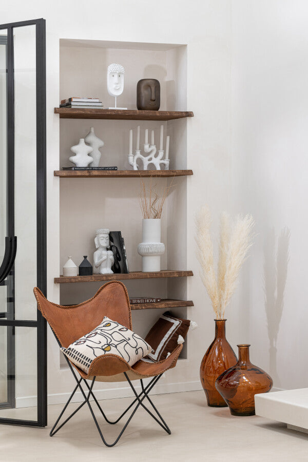 Chaise Lounge Cuir & Métal Cognac