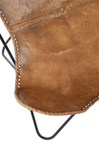 Chaise Lounge Cuir & Métal Cognac