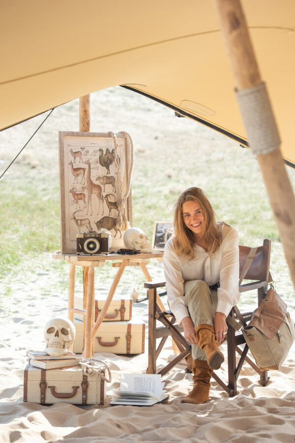 Chaise de Régisseur Pliable Bois & Cuir Cognac