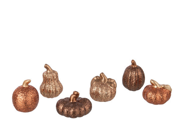 Boîte de 6 Citrouilles Décoratives en Argile – Tons Cuivrés & Pailletés