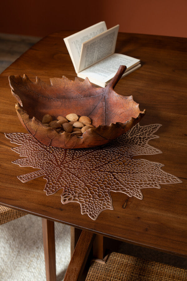 Set de Table Feuille en Plastique Marron – 43 x 43 cm