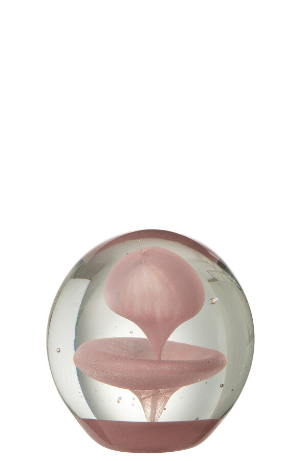 Presse-papiers Sphère en Verre – Nuage Rose